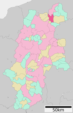 Location of Nakano in Nagano Prefecture