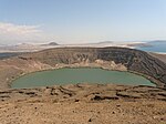 Bir Ali Crater in Shabwa, the crater is about 1.3 km wide and contains water with a surface of about 800 meters wide