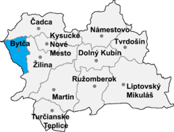 Localisation du district de Bytča dans la région de Žilina (carte interactive)