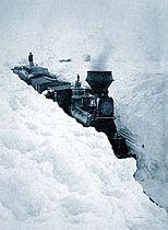 Train stuck in deep snow