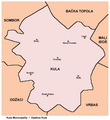 Map of the Kula municipality showing the location of the village