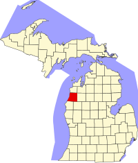 Map of Michigan highlighting Manistee County