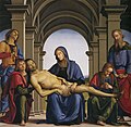 Pietà con i Santi Giovanni Evangelista, Maria Maddalena, Nicodemo e Giuseppe d’Arimatea, Perugino, 1490