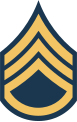 Distintivo di grado di Staff sergeant dello U.S. Army, indossato sulle maniche.