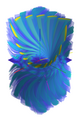 Surfaces of constant intensity, with color shading linked to intensity to permit conveying information about the contours of varying intensity fields.