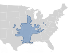 Range map of the Ouachita map turtle