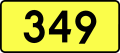 English: Sign of DW 349 with oficial font Drogowskaz and adequate dimensions.