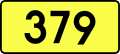 English: Sign of DW 379 with oficial font Drogowskaz and adequate dimensions.