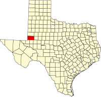 Map of Texas highlighting Andrews County