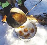 Sugar on snow being made