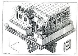 Estudio del tejado del Palacio de las Cien Columnas, por Charles Chipiez (1884)