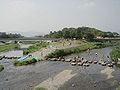 賀茂川(左)と高野川(右)の合流点。通称「デルタ(三角州)」（地理学でいうデルタ(三角州)には該当せず誤用である）。