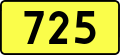 English: Sign of DW 725 with oficial font Drogowskaz and adequate dimensions.