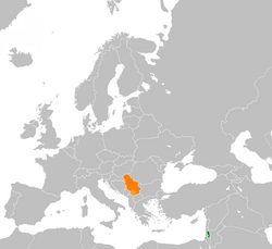 Map indicating locations of Палестина and Србија