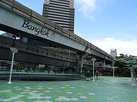 Viaduct of Silom Line at Pathumwan Skywalk.