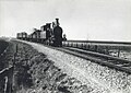 Stoomlocomotief uit de serie 7100 van de N.S. met een trein tussen Hantum en Ternaard. (26-04-1935)