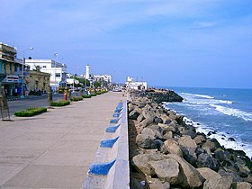 De strandpromenade van Puducherry