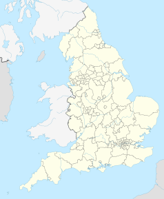 Mapa konturowa Anglii, w centrum znajduje się punkt z opisem „Goodison Park”