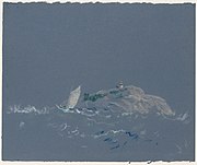 Bear Island Light, Pastellkreide auf dunkelblauem Velinpapier (26 × 31,6 cm)