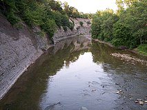 Shale cliffs along the Rocky River in the Rocky River Reservation