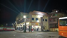 a building at night