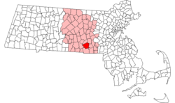 Location in Worcester County in Massachusetts