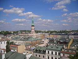 Panorama Zamošća s krovovima Starog grada