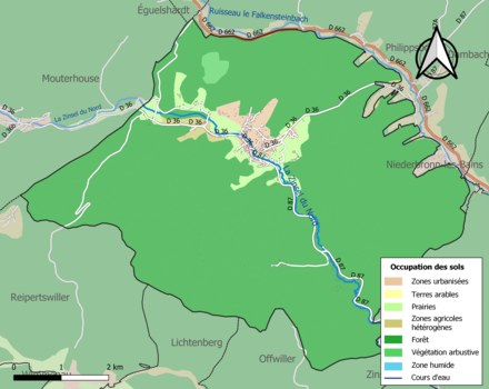 Carte en couleurs présentant l'occupation des sols.