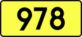 English: Sign of DW 978 with oficial font Drogowskaz and adequate dimensions.