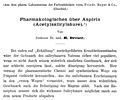 Présentation pharmacologique de l'aspirine, par le Dr Heinrich Dreser (1899)