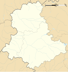 Mapa konturowa Haute-Vienne, po lewej nieco u góry znajduje się punkt z opisem „Mézières-sur-Issoire”