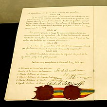 Traité d'alliance et Convention militaire du 4/17 août 1916 entre la Roumanie, la France, la Grande Bretagne, l'Italie et la Russie. Documents exposés au Palais Cotroceni, Bucarest