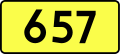 Sign of DW 657 with oficial font Drogowskaz and adequate dimensions.