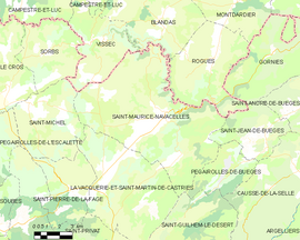 Mapa obce Saint-Maurice-Navacelles