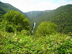 Vallée du Viaur à Jouqueviel, au nord.