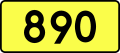 English: Sign of DW 890 with oficial font Drogowskaz and adequate dimensions.