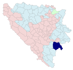 Localização de Foča na Bósnia e Herzegovina