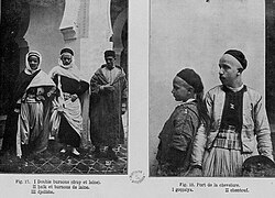 Hommes de Tlemcen au début XXe siècle : burnous, haïk, djabadouli et djellaba.