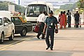 Aetos auxiliary police officer stationed outside the Departure Hall of Terminal 2, Singapore Changi Airport.