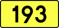 English: Sign of DW 193 with oficial font Drogowskaz and adequate dimensions.