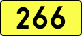 English: Sign of DW 266 with oficial font Drogowskaz and adequate dimensions.