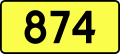 English: Sign of DW 874 with oficial font Drogowskaz and adequate dimensions.