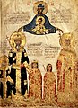 Miniatura prodotta tra il 1403-1404, rappresentante la famiglia imperiale, Manuele II Paleologo con la moglie Elena Dragaš, insieme ai tre figli, da sinistra, Giovanni VIII Paleologo, Teodoro II Paleologo, Andronico Paleologo.