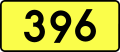 English: Sign of DW 396 with oficial font Drogowskaz and adequate dimensions.