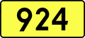 English: Sign of DW 924 with oficial font Drogowskaz and adequate dimensions.