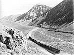 A Gilmore & Pittsburgh train ascending the western approach to Bannock Pass in August 1912