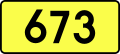 Sign of DW 673 with oficial font Drogowskaz and adequate dimensions.