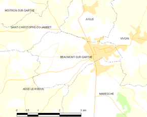 Poziția localității Beaumont-sur-Sarthe