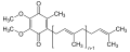 Deutsch: Struktur von Ubichinon (Coenzym Q, CoQ, UQ) English: Structure of ubiquinone (coenzyme Q, CoQ)