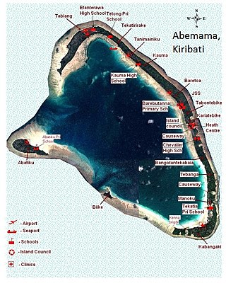 Satellitenbild des Abemama-Atolls, nachbearbeitet